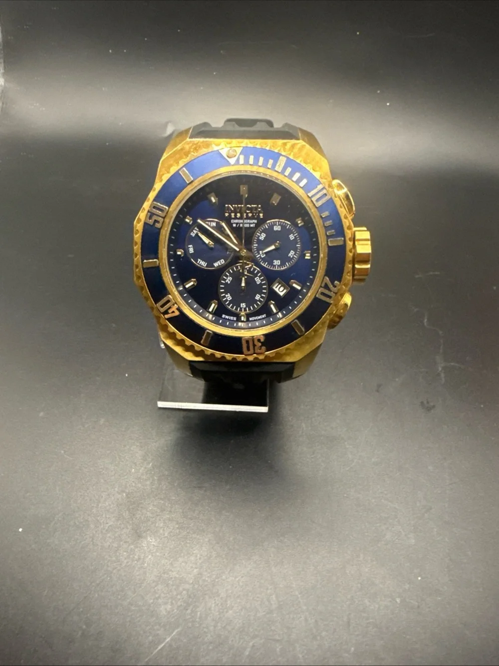 Invicta Men's 'Russian Diver' 25732 Blue Face Black Silicone Band
